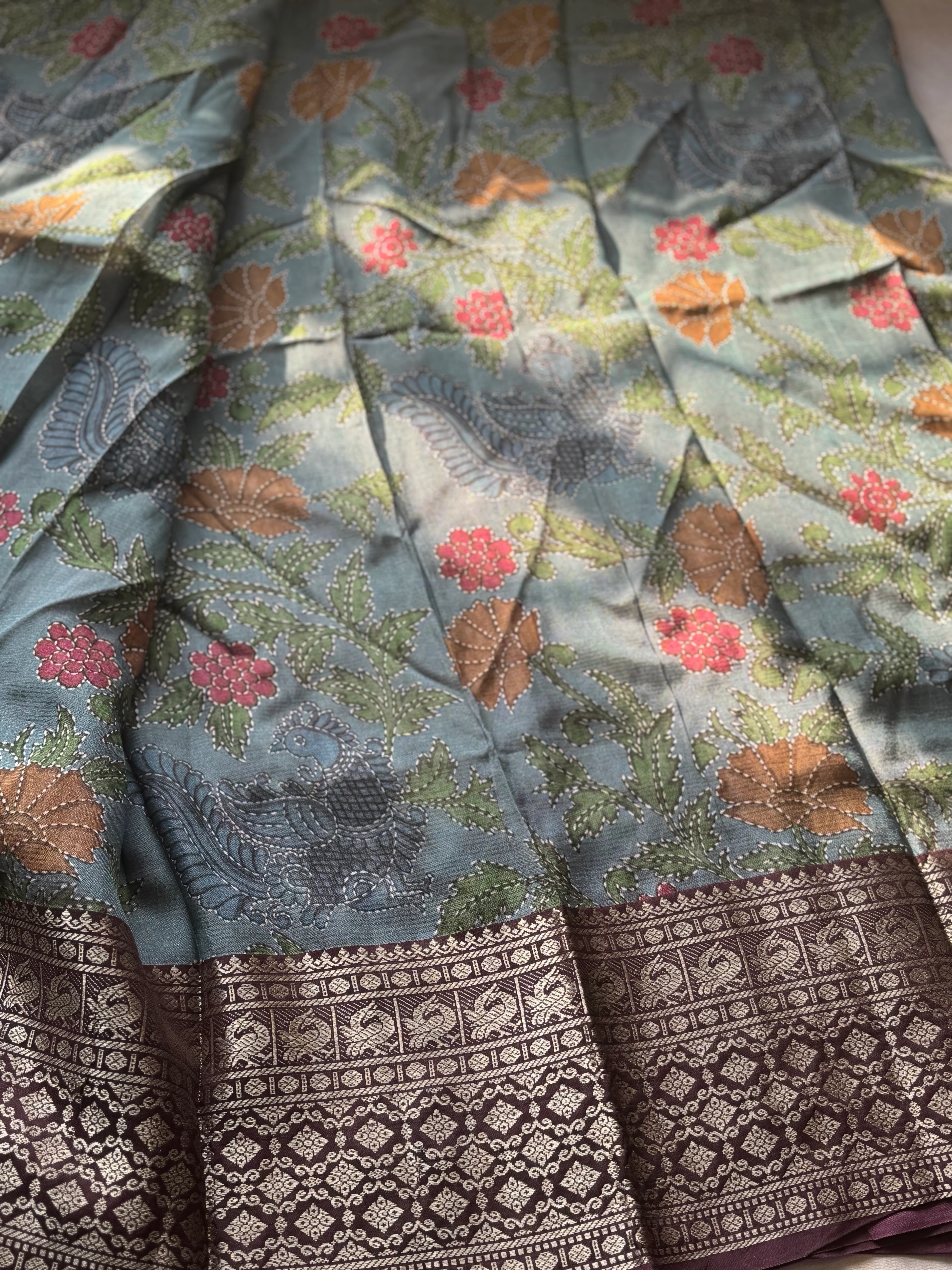 Mangalgiri Stitch Printed Saree - Image 3