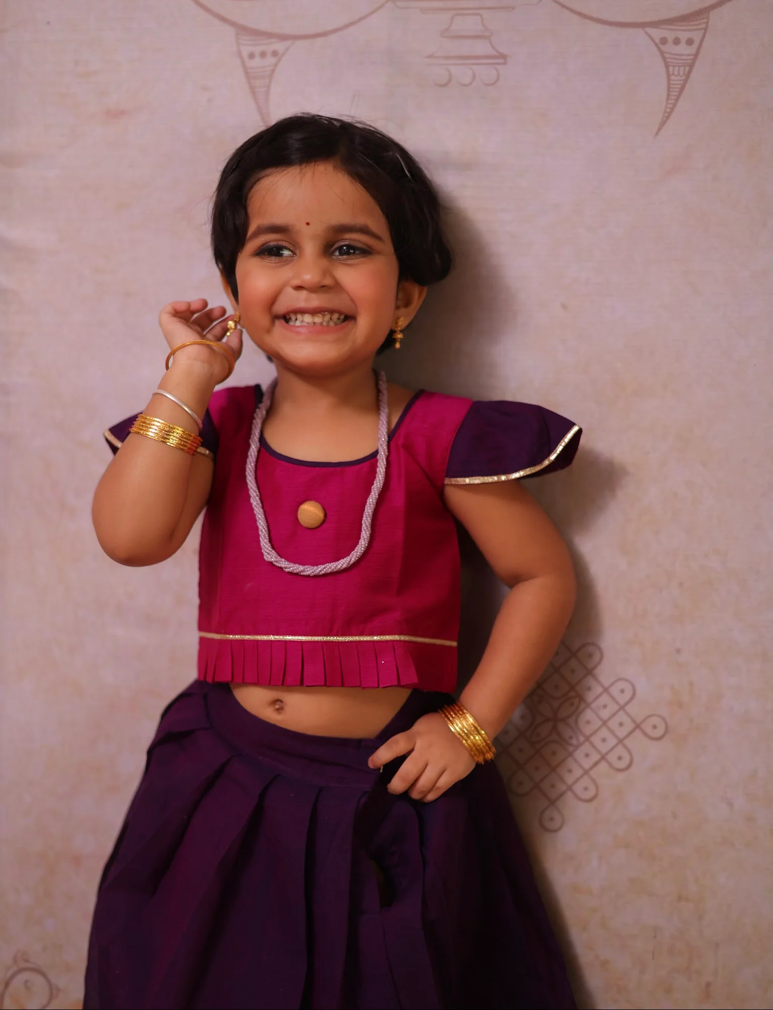 Chettinad cotton Crop top and skirt - Festive Collection Express - Image 3