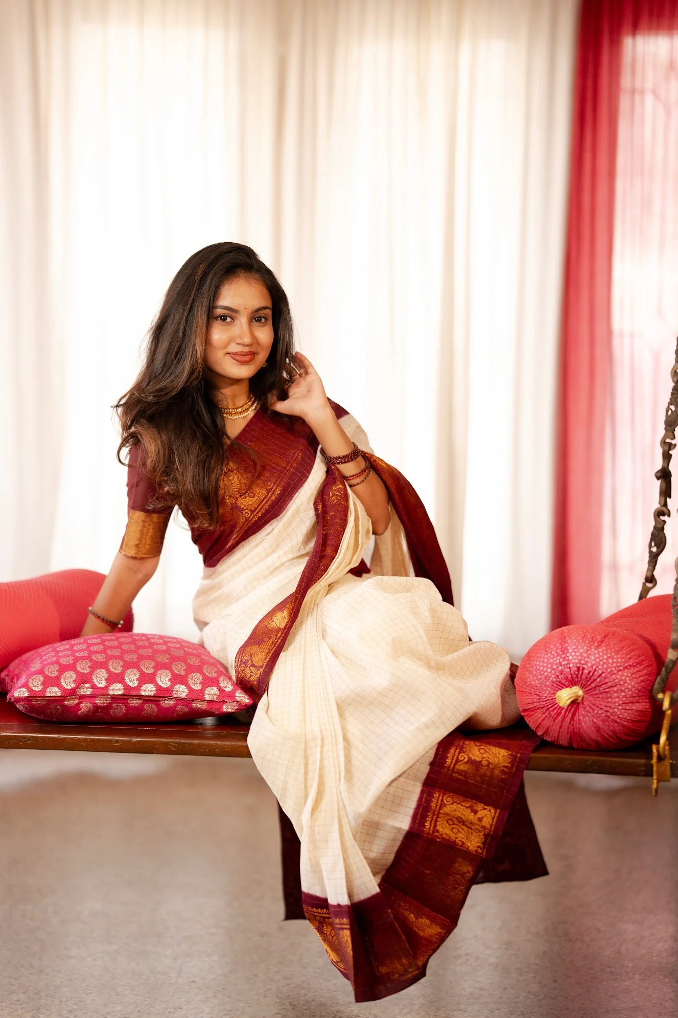 Durga - Zari Checkered Saree