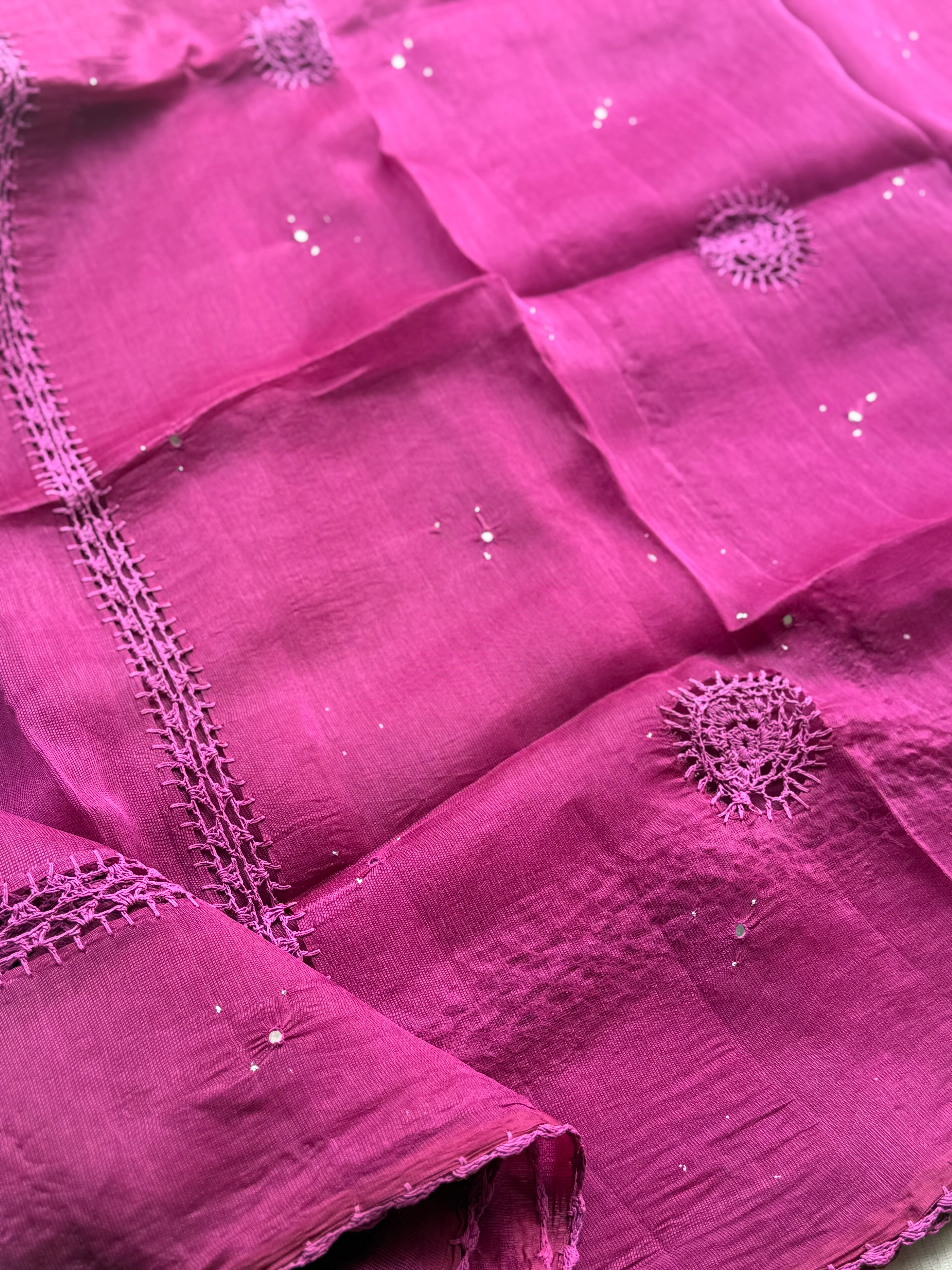 Kota Cotton Crochet Saree - Image 3