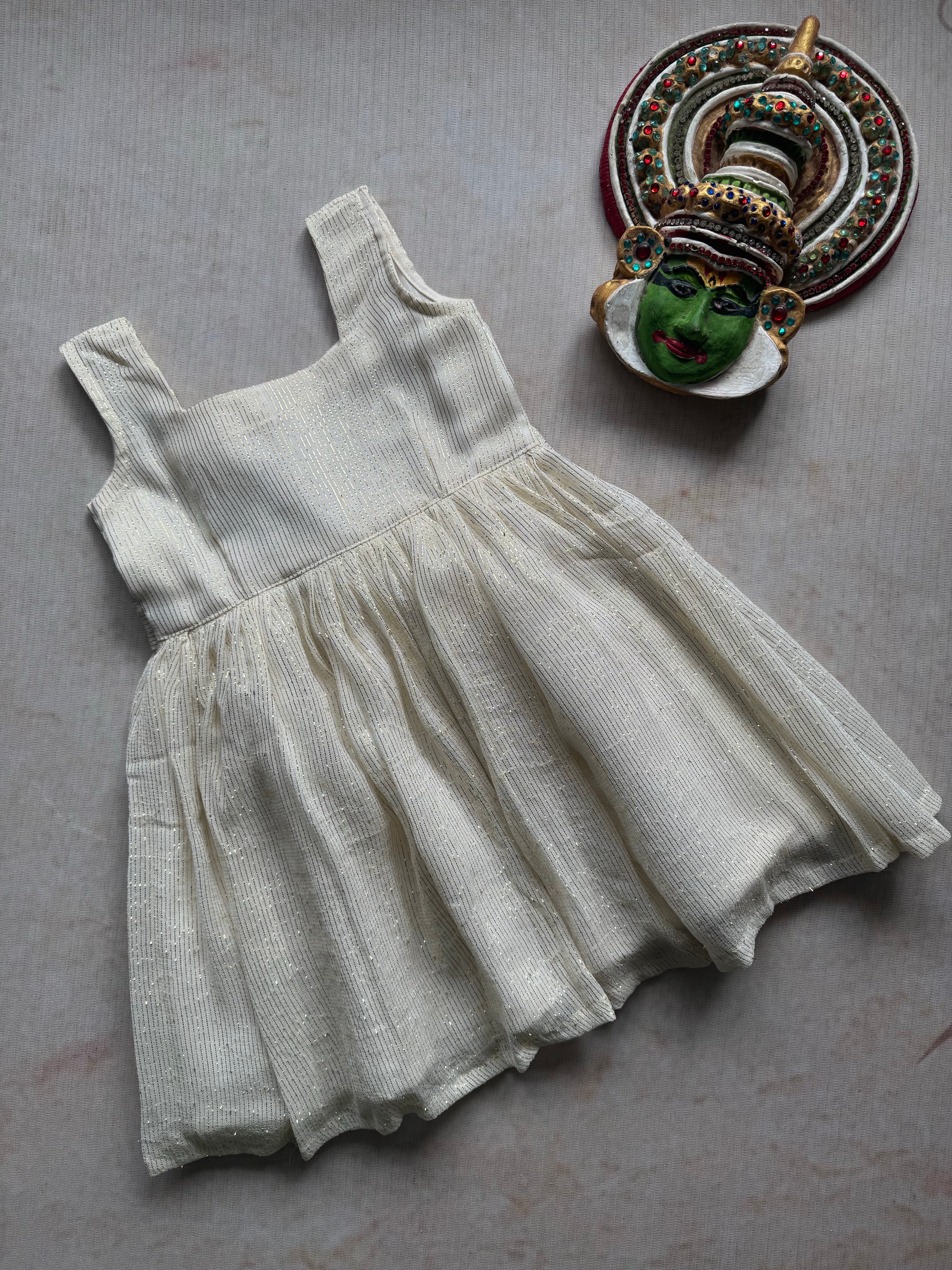 Laila Kids Frock (Gold Lines) - Onam Edit - Image 2