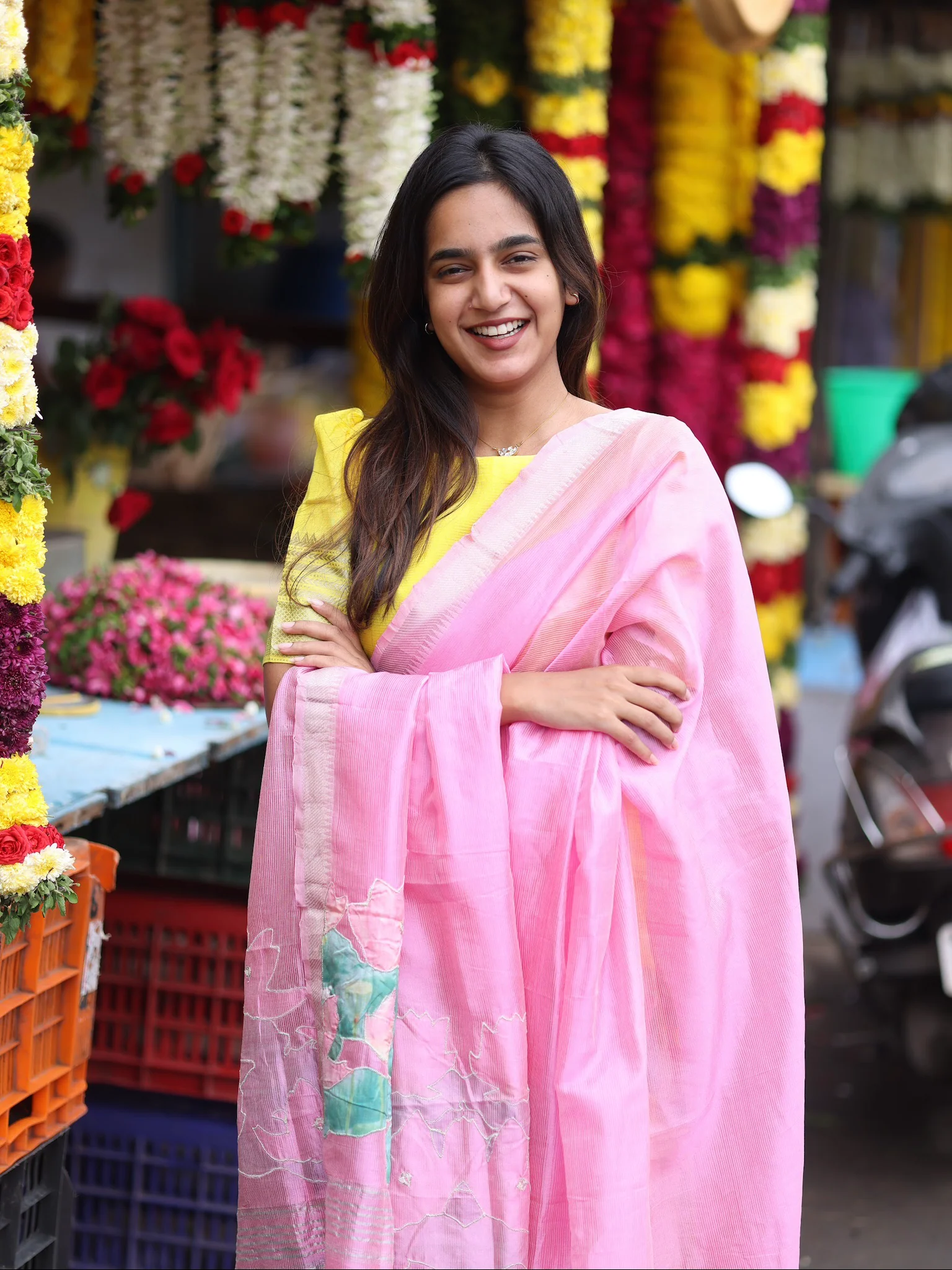 Mangalgiri Silk - Kurta + Dupatta with Applique - Image 5