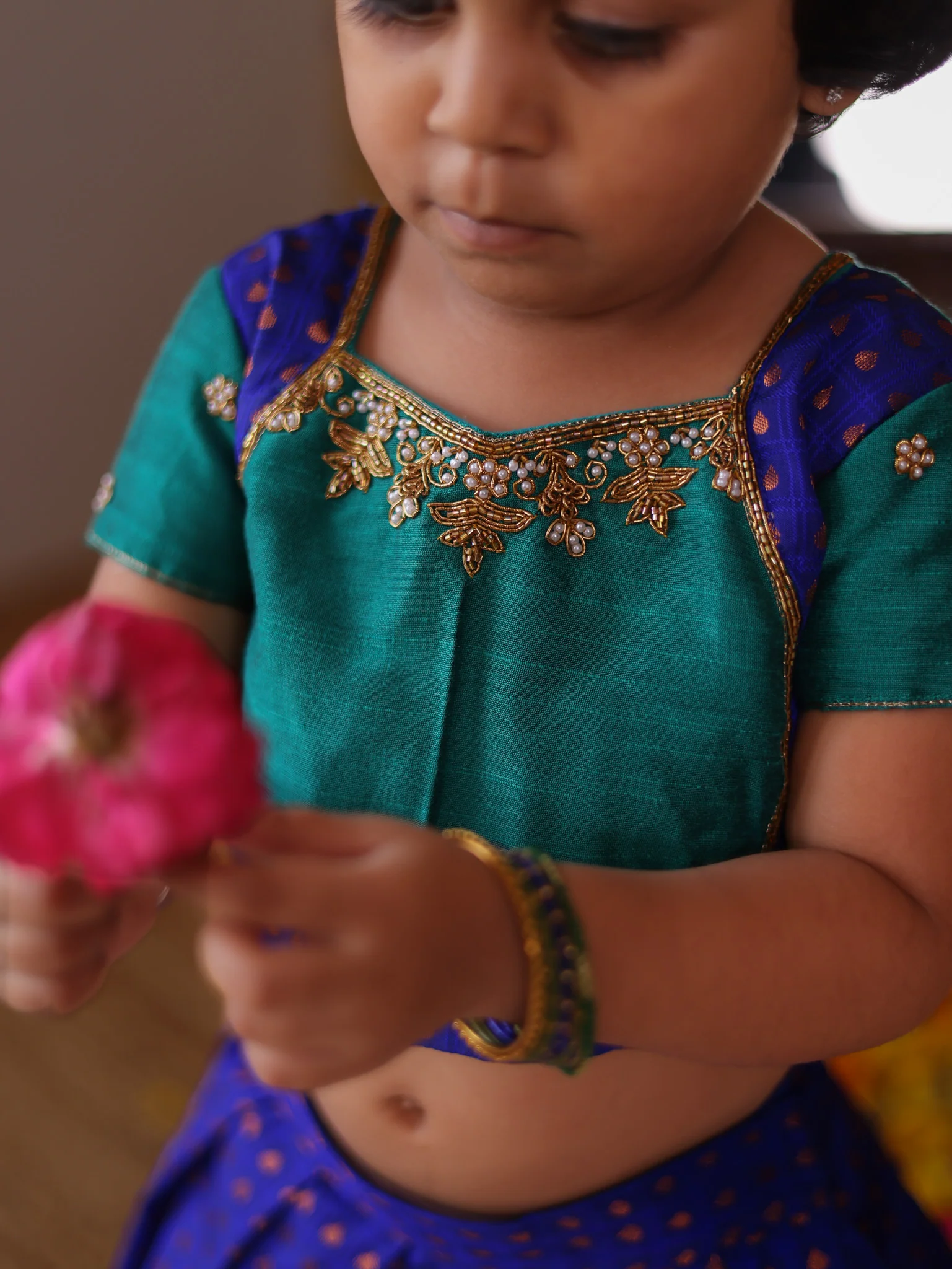 Mini Pattu Kids Crop Top and Skirt - Image 3
