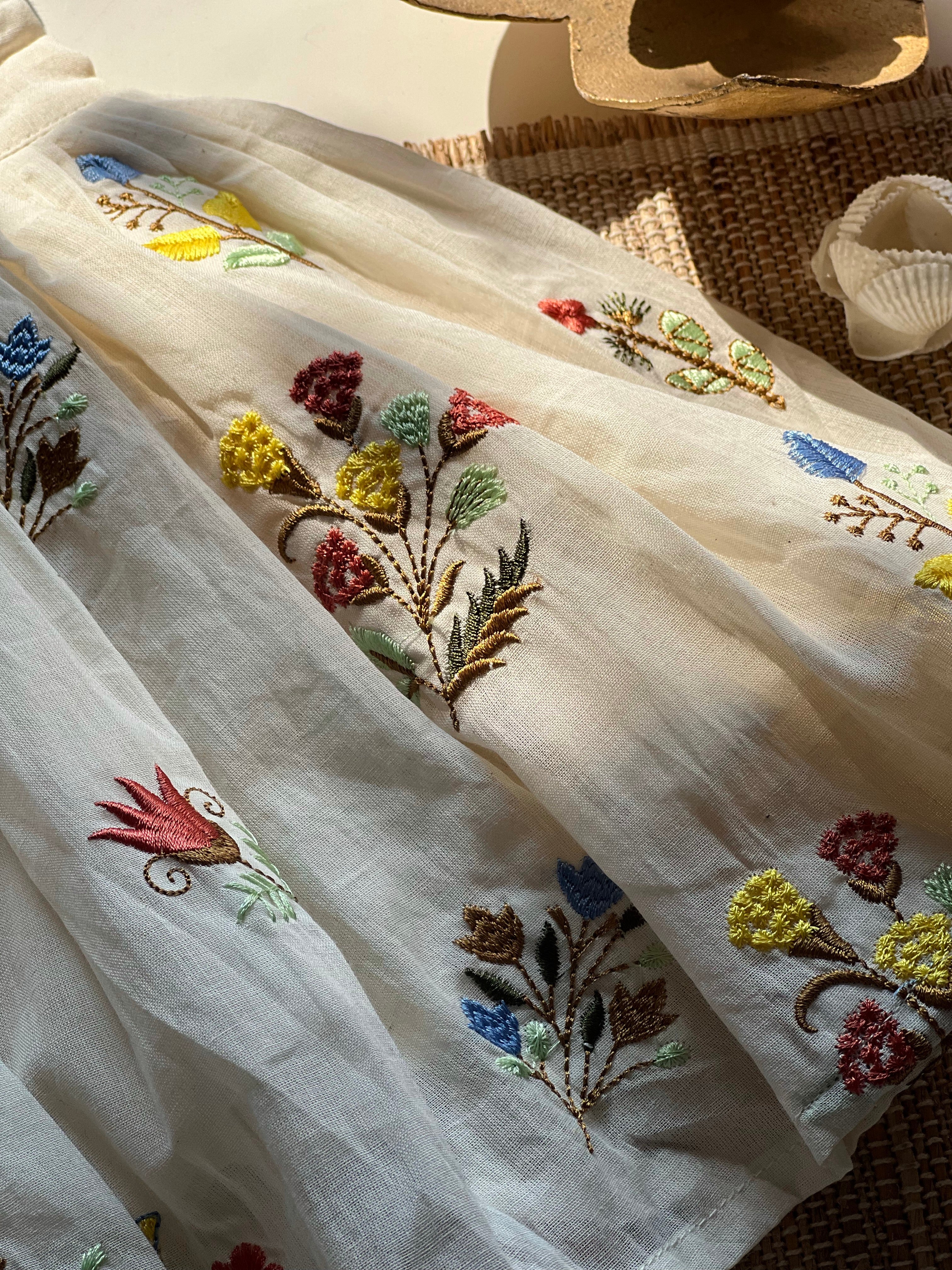 Multicolour Floral Embroidery Kids Frock Yellow - Express - Image 3