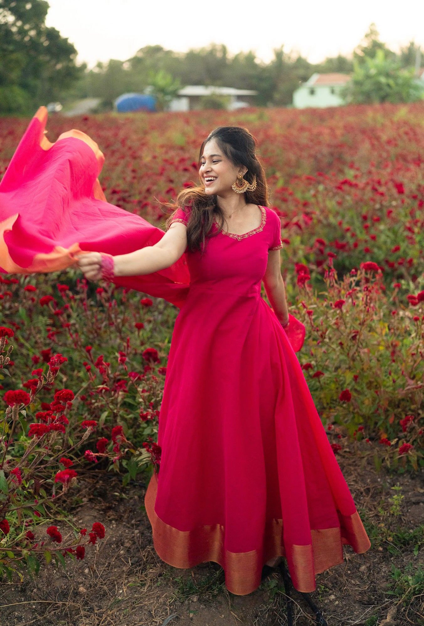 Poorva Anarkali & Dupatta – Festive Traditional Wear | South Indian Ethnic Wear