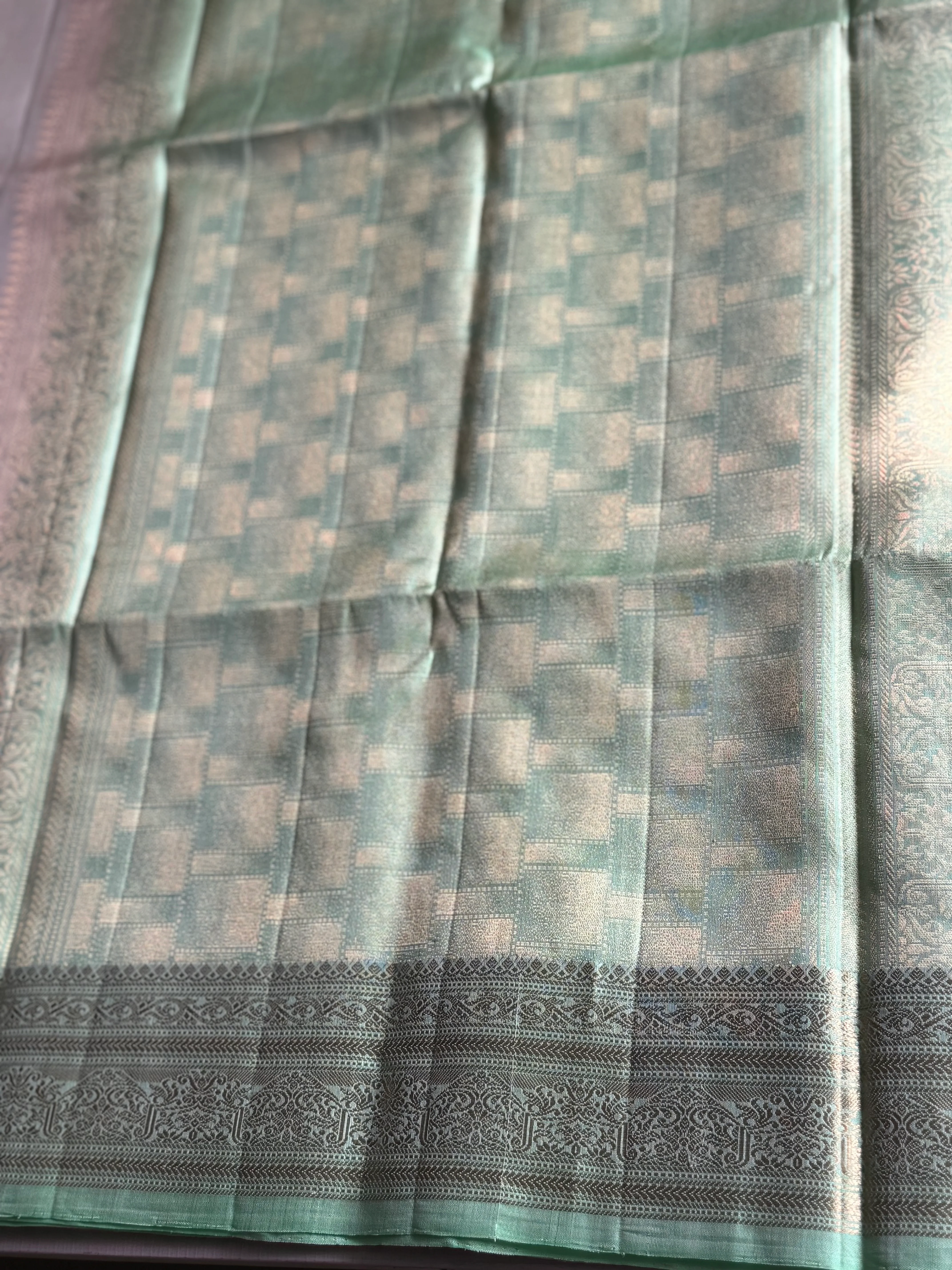 Pure Kanjivaram Soft Silk Saree with Paisley Zari Buttas & Kanchi Border – Vintage Edition - Image 4