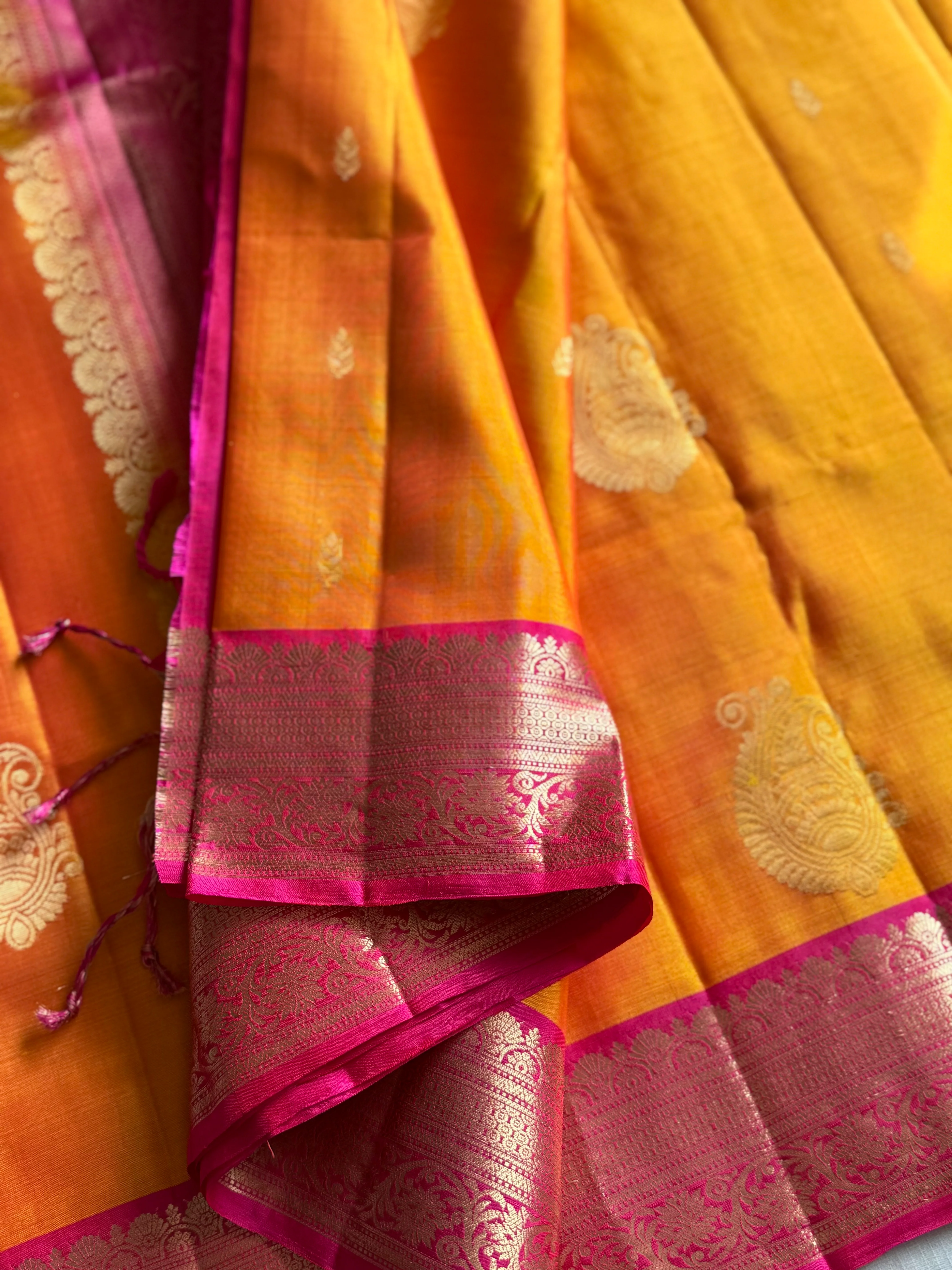 Pure Kanjivaram Soft Silk Saree with Paisley Zari Buttas & Kanchi Border – Vintage Edition - Image 3