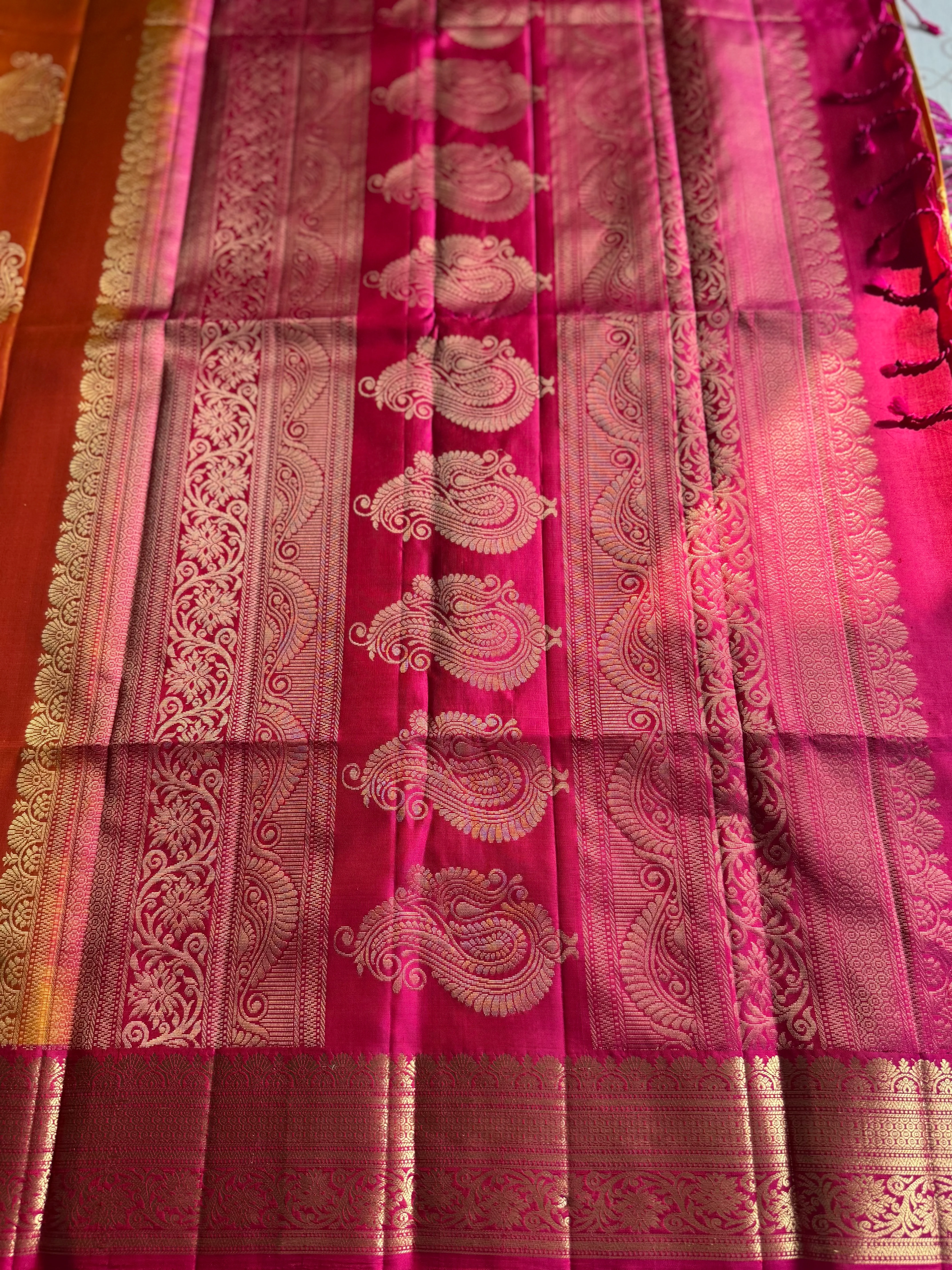 Pure Kanjivaram Soft Silk Saree with Paisley Zari Buttas & Kanchi Border – Vintage Edition - Image 4
