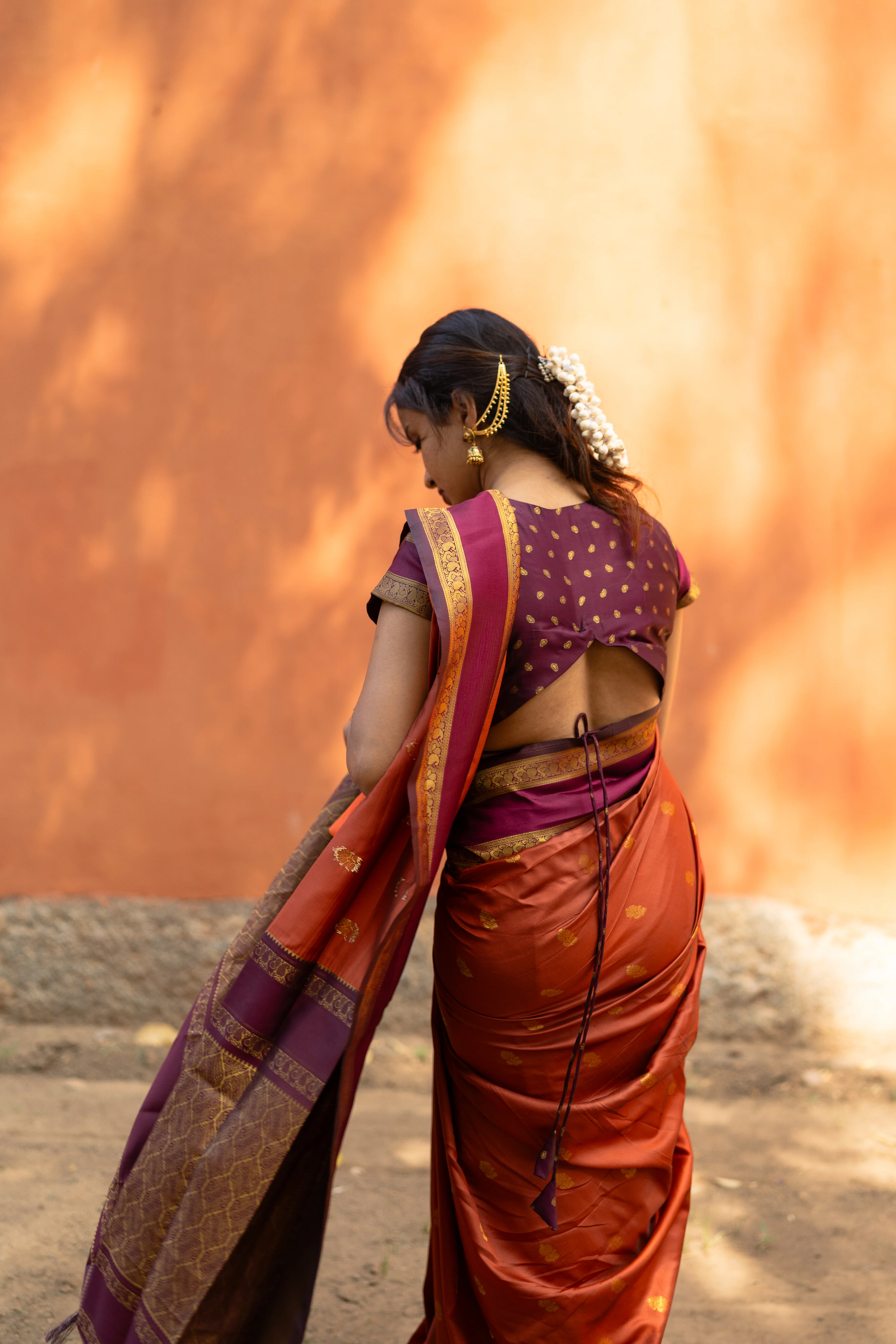 Semi Kanchi Silk Saree – Rust Orange Festive & Ethnic Wear - Image 13