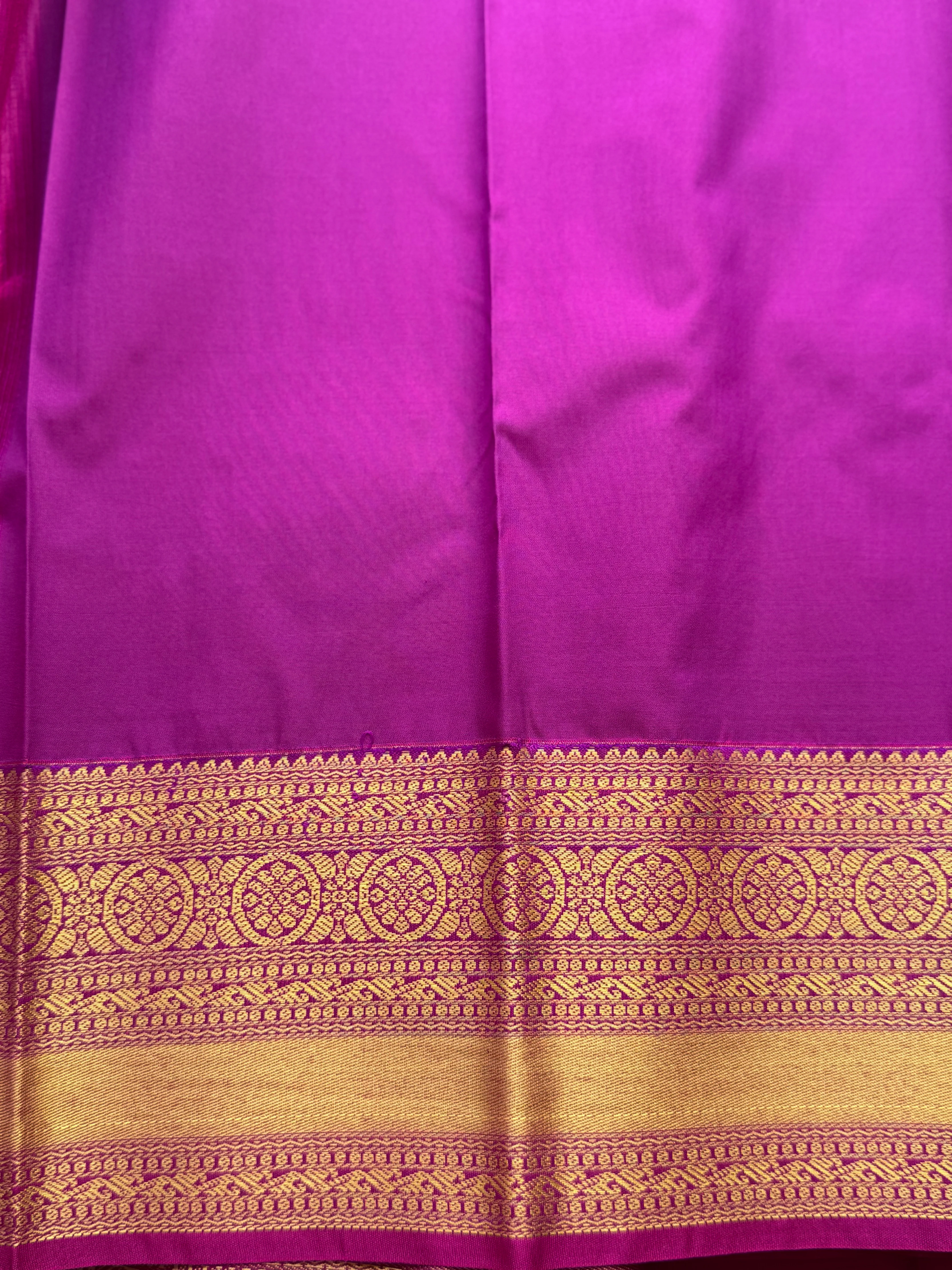 Semi Kanchi Silk Saree with Zari Stripes & Contrast Kanchi Border - Image 3